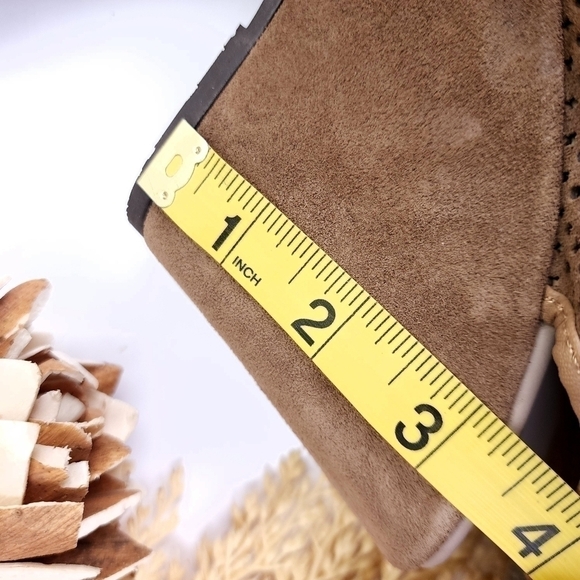 Corduroy Tan Brown Suede Ankle Boot Platform Wedge Sz 37 - Picture 9 of 9